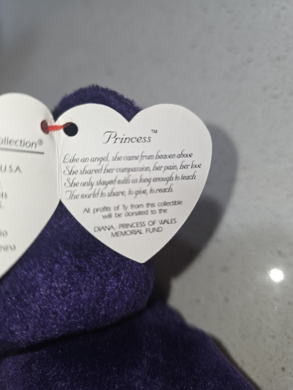 Rare Ty Beanie Baby 'Princess Diane Purple Bear Plush - Ty Brand - Picture 7 of 7